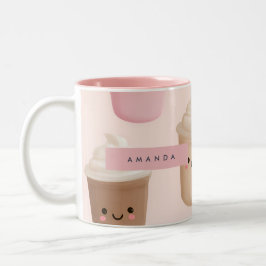 Copa personalizada de café de Kawaii rosa