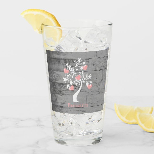 Copa personalizada de vidrio de árbol rosado de co (Anverso (hielo))