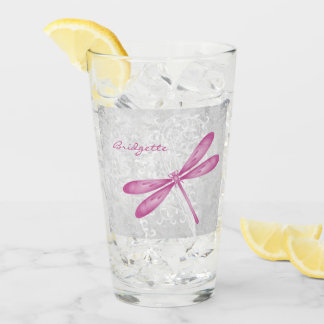 Copa personalizada de vidrio Magenta Dragonfly