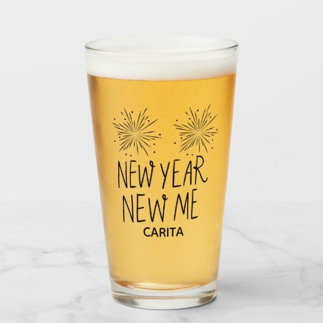 Copa personalizada de vidrio New Year New Me (Anverso (lleno))
