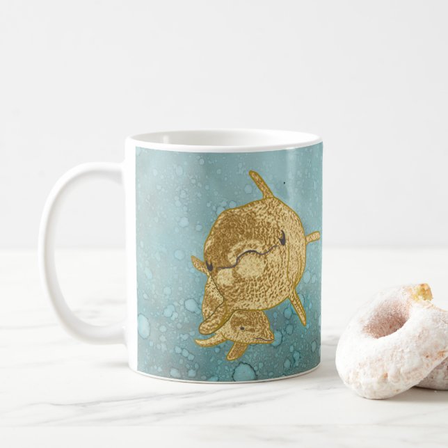 Copa Sippy de Coffee "Dolphins Gold Mami & Baby" (Con donut)