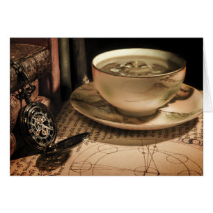 Copa Steampunk de café sobre Saucer con Pocket Wat