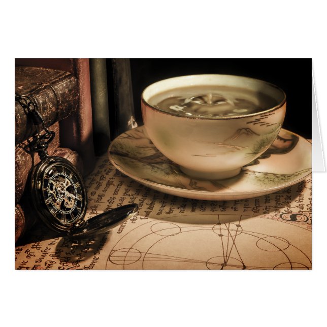 Copa Steampunk de café sobre Saucer con Pocket Wat (Anverso (Horizontal))