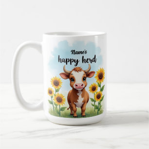 Copa Watercolor Cow con girasoles