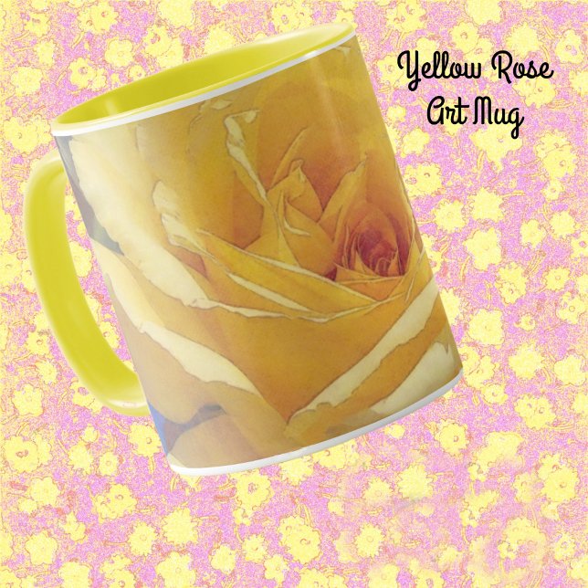 Copa Yellow Rose Art Garden (Yellow Rose Flower Close Up Art on a mug.)