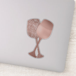 Copas de vino con lámina metálica dorada rosa