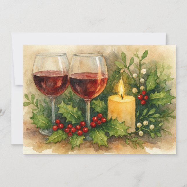 Copas de vino de Navidad Vela Acebo y Muérdago (Anverso)