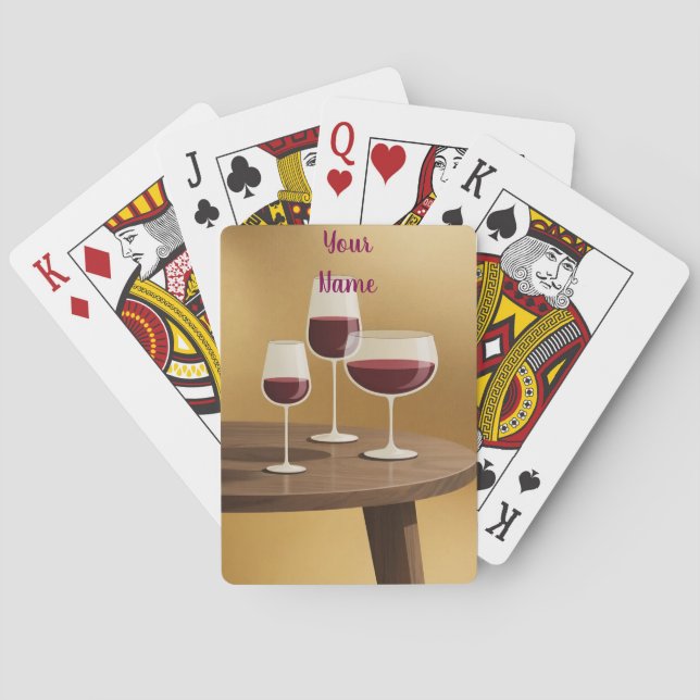 Copas de Vino en Mesa Tu Nombre Baraja de Cartas  (Reverso)