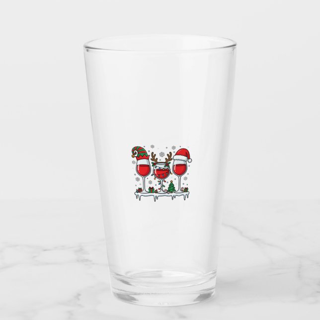 Copas de vino tinto de Navidad Vector de vacacione (Anverso)