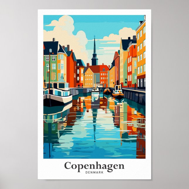 Copenhague Dinamarca Ilustracion de arte de viaje (Frente)