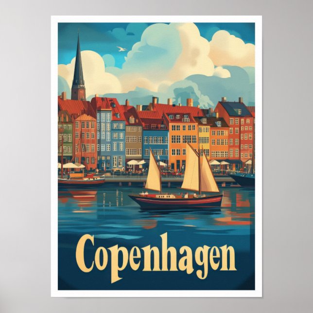 Copenhague Dinamarca Ilustracion de Viajes de Arte (Frente)