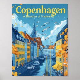 Copenhague Dinamarca Ilustracion de viajes de arte