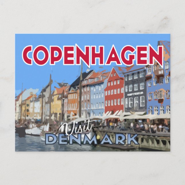 Copenhague, Dinamarca, postal de serie Visita... (Anverso)