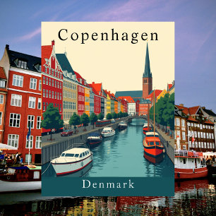 Copenhague, Dinamarca Postal Vintage de Viaje Artí