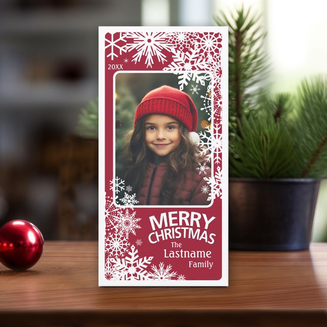 Copia de Copos de Nieve Simples - Feliz Navidad (Add 1 Photo to this online Christmas Card with 1 Photo)