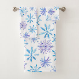 Copo de nieve acuarela azul y púrpura