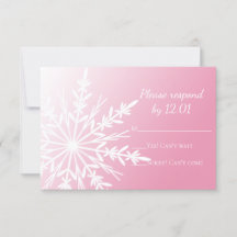 Copo de nieve blanco en boda de invierno rosa RSVP