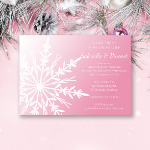 Copo de nieve blanco en la invitación a la boda de