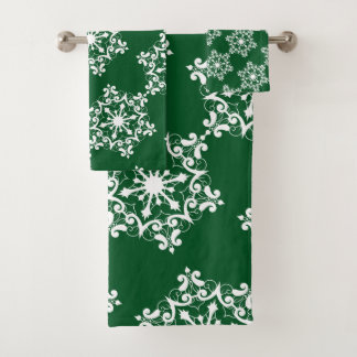 Copo de nieve blanco sobre verde oscuro