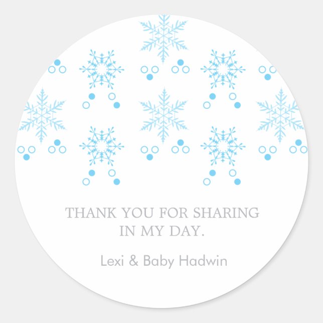Copo de nieve | Boy Baby Shower Favor Pegatina (Anverso)