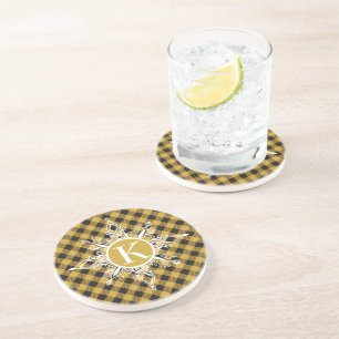 Copo de nieve con monograma en posavasos de cuadro