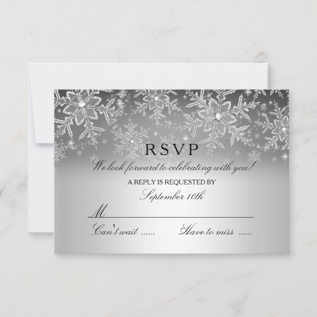 Copo de Nieve de Cristal Plateado RSVP de Invierno (Anverso)