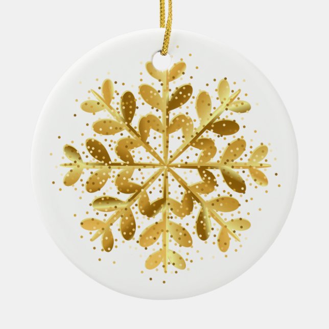 Copo de nieve dorado con adorno navideño (Frente)