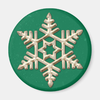 Copo de nieve dorado en imán de vacaciones verdes