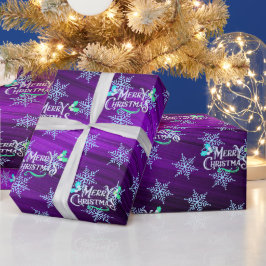 Copo de nieve en papel de regalo metálico púrpura