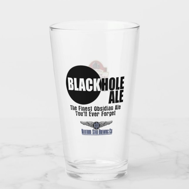 Copo de vidrio para cerveza Blackhole Ale (Reverso)