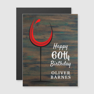 Copo de vino tinto de madera rústica Cumpleaños 60