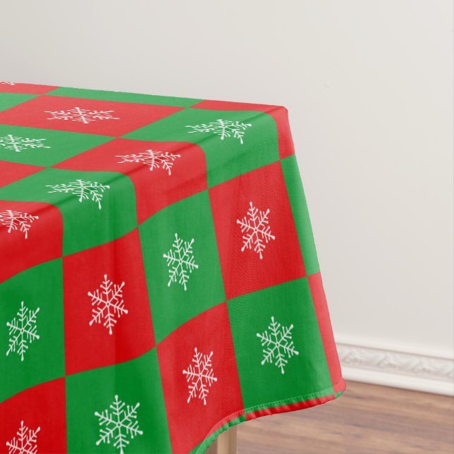 Copos de Navidad en mantel rojo y verde (In Situ)