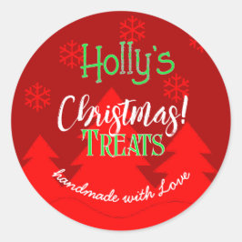 Copos de Navidad Feliz etiqueta roja