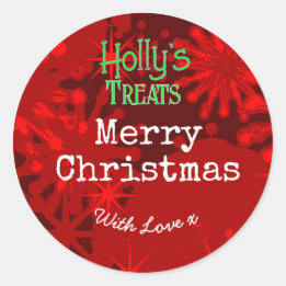Copos de Navidad Feliz etiqueta roja
