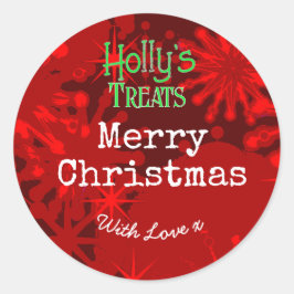 Copos de Navidad Feliz etiqueta roja