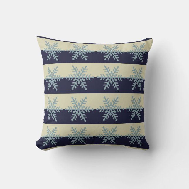Copos de nieve azules de plata en la almohada (Anverso)