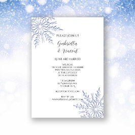 Copos de nieve azules en la invitación a la boda b