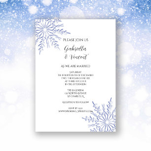 Copos de nieve azules en la invitación a la boda b