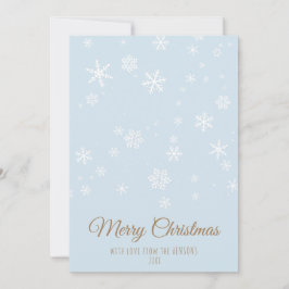 Copos de Nieve Azules Simples Feliz Navidad