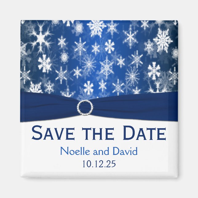 Copos de nieve azules y blancos salvan el imán de  (Frente)