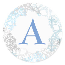 Copos de nieve blancos/azules - Pegatina de círcul