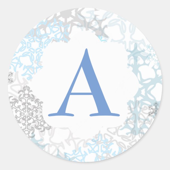 Copos de nieve blancos/azules - Pegatina de círcul (Anverso)