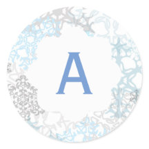 Copos de nieve blancos/azules - Pegatina de círcul
