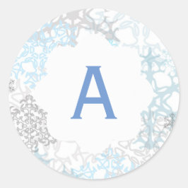 Copos de nieve blancos/azules - Pegatina de círcul