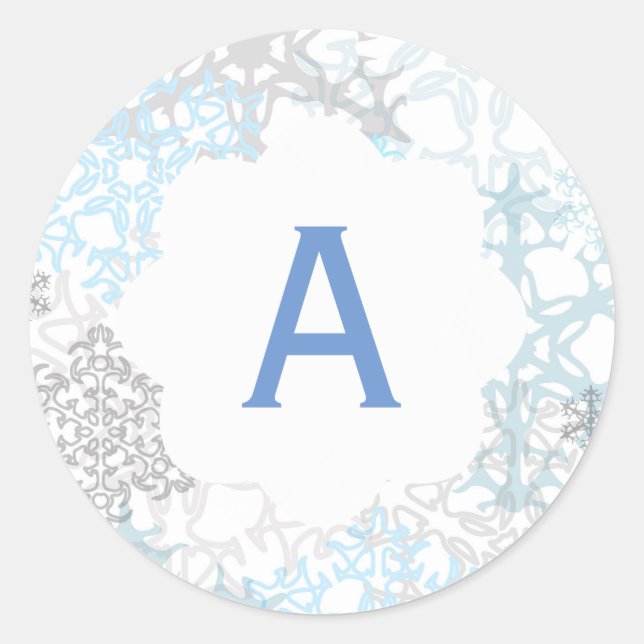 Copos de nieve blancos/azules - Pegatina de círcul (Anverso)