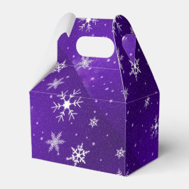 Copos de nieve blancos caja de favores azul-violet