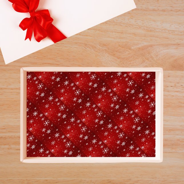 Copos de nieve blancos con papel de tejidos de fon (White Snowflakes with Red Background Tissue Paper)