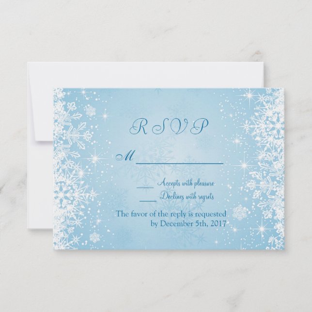 Copos de nieve blancos en la invitación de RSVP az (Anverso)