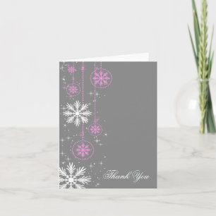 Copos de nieve blancos en tarjetas de agradecimien