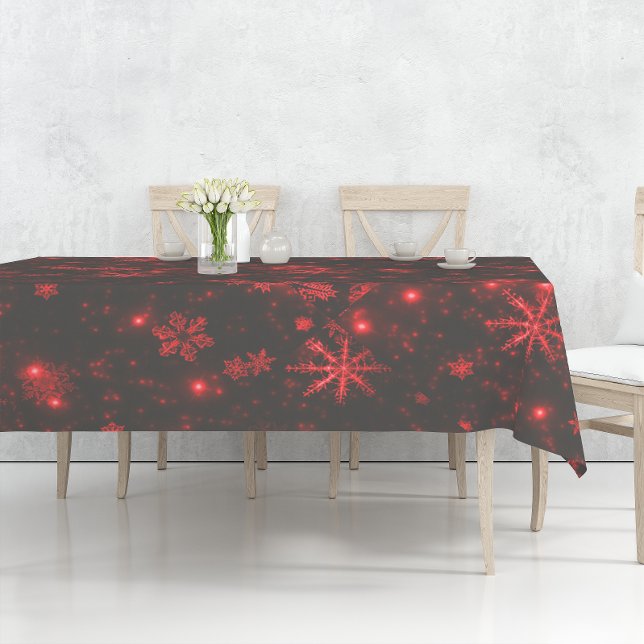 Copos de nieve con manteles de fondo rojo (Snowflakes with Red Background Tablecloth)